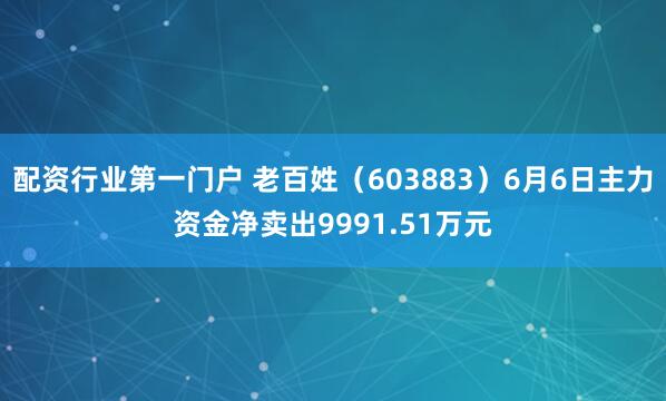 配资行业第一门户 老百姓（603883）6月6日主力资金净卖出9991.51万元